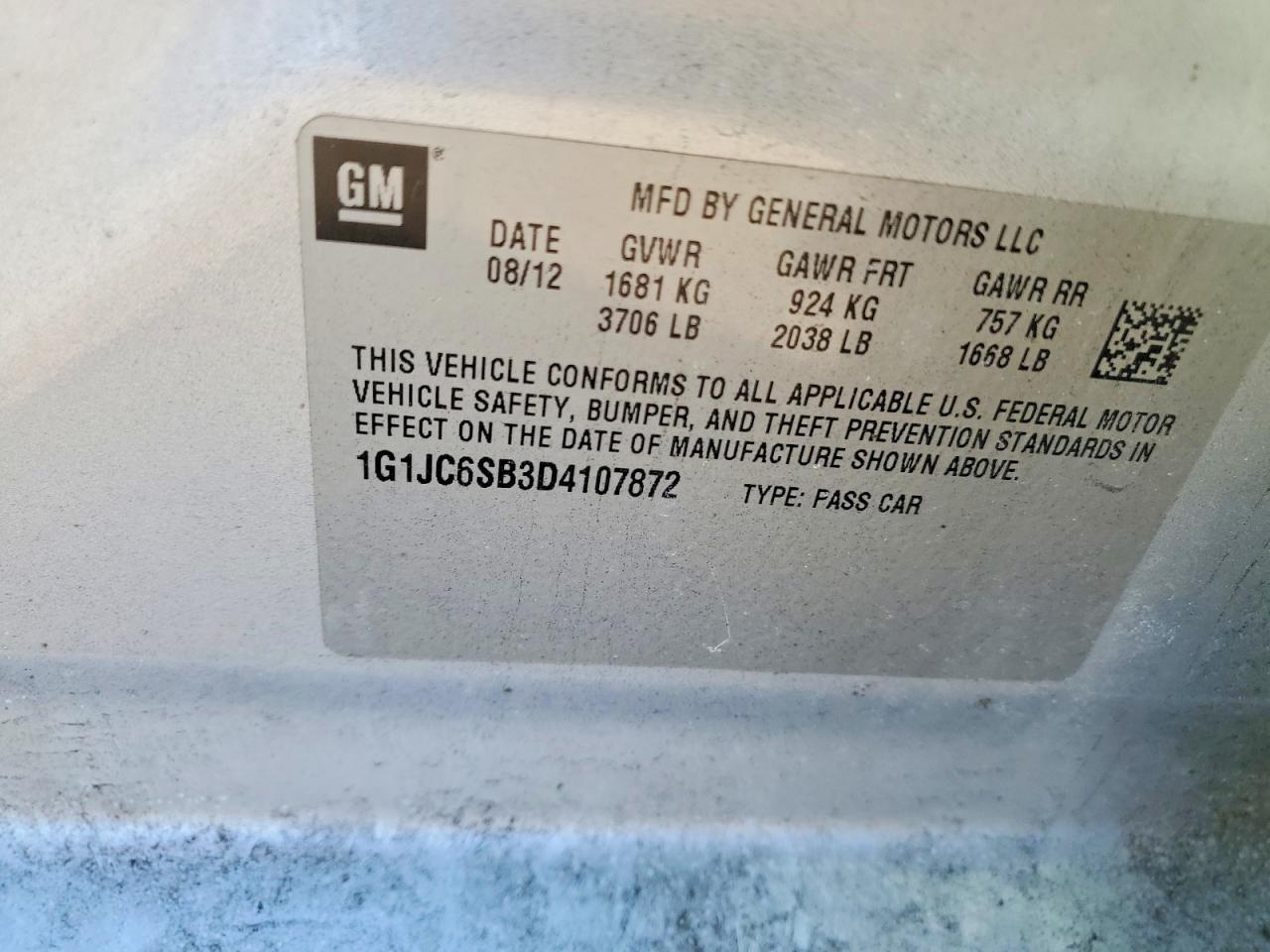 2013 CHEVROLET SONIC