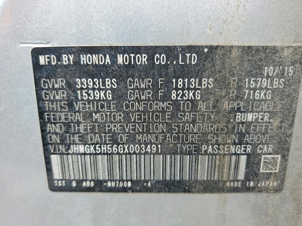 2016 HONDA FIT