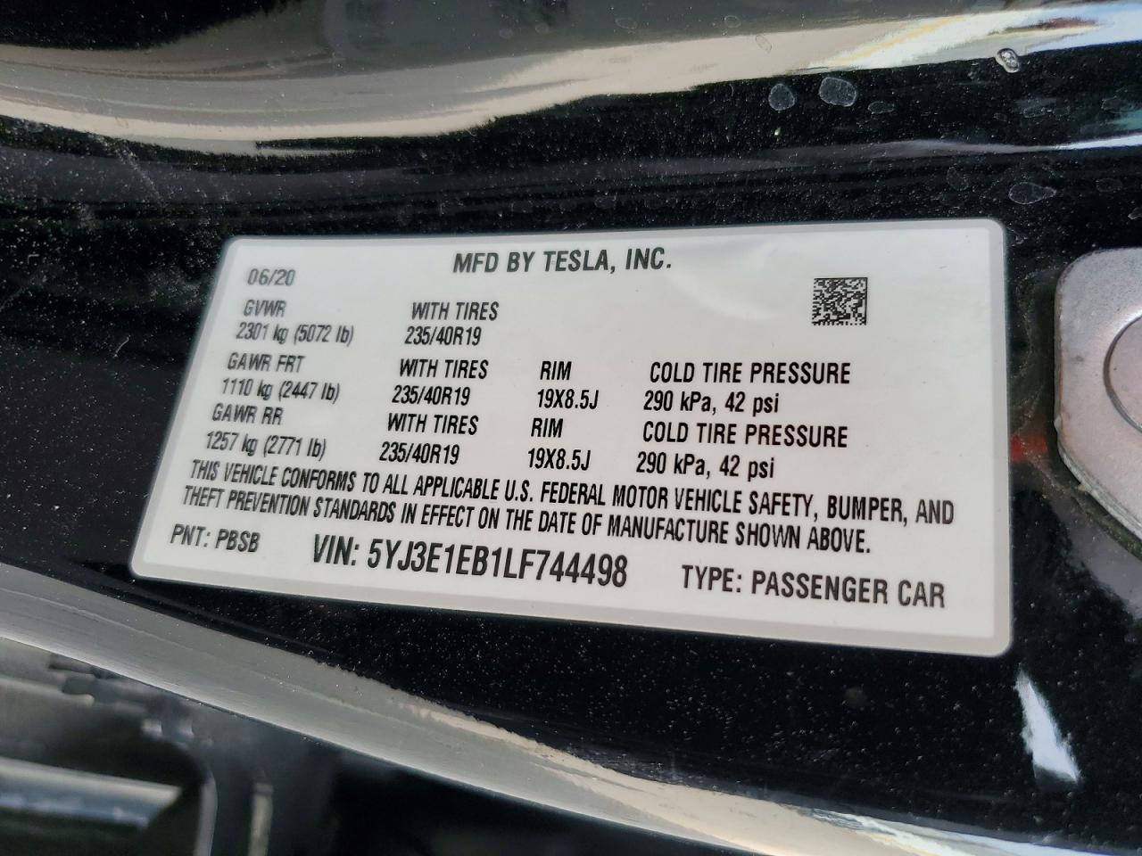 2020 TESLA MODEL 3