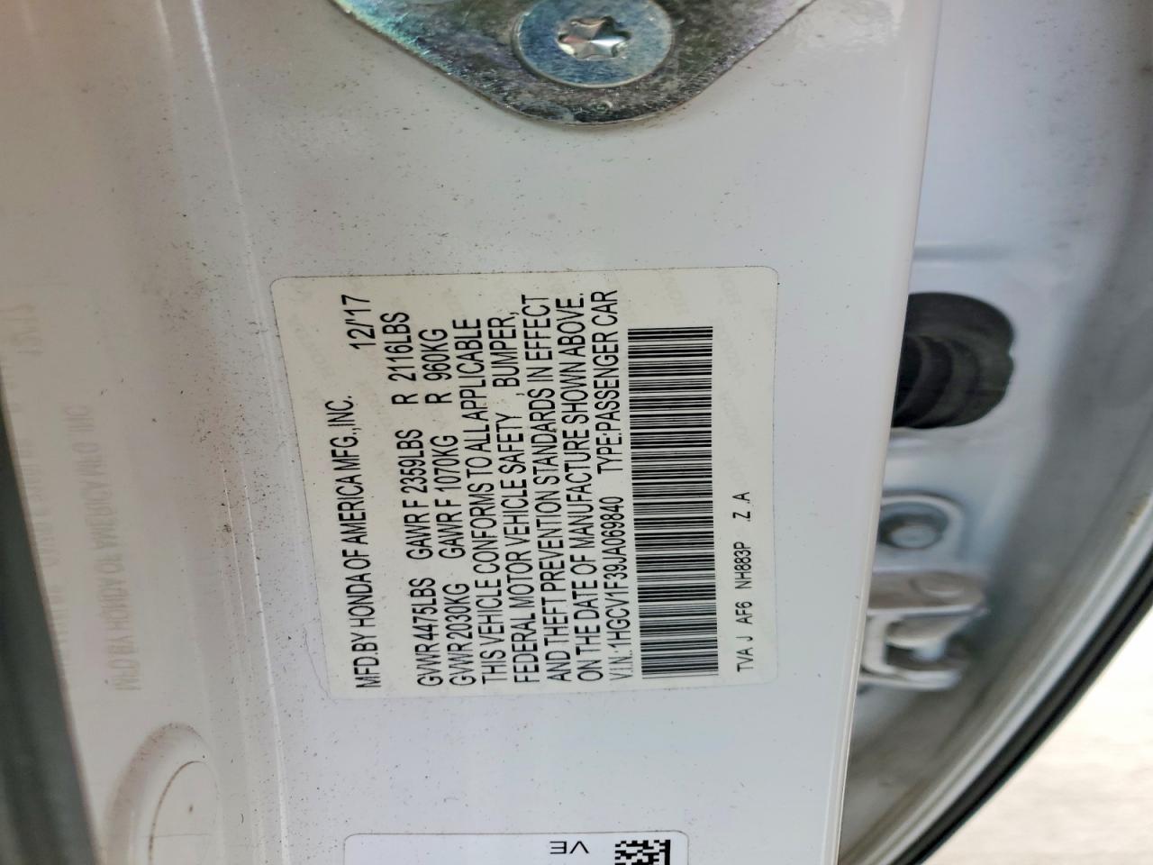 2018 HONDA ACCORD