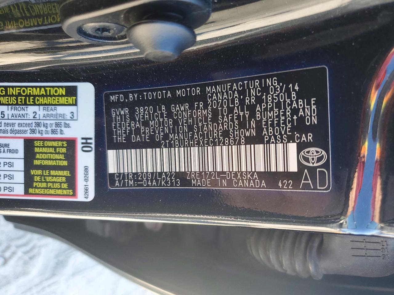 2014 TOYOTA COROLLA