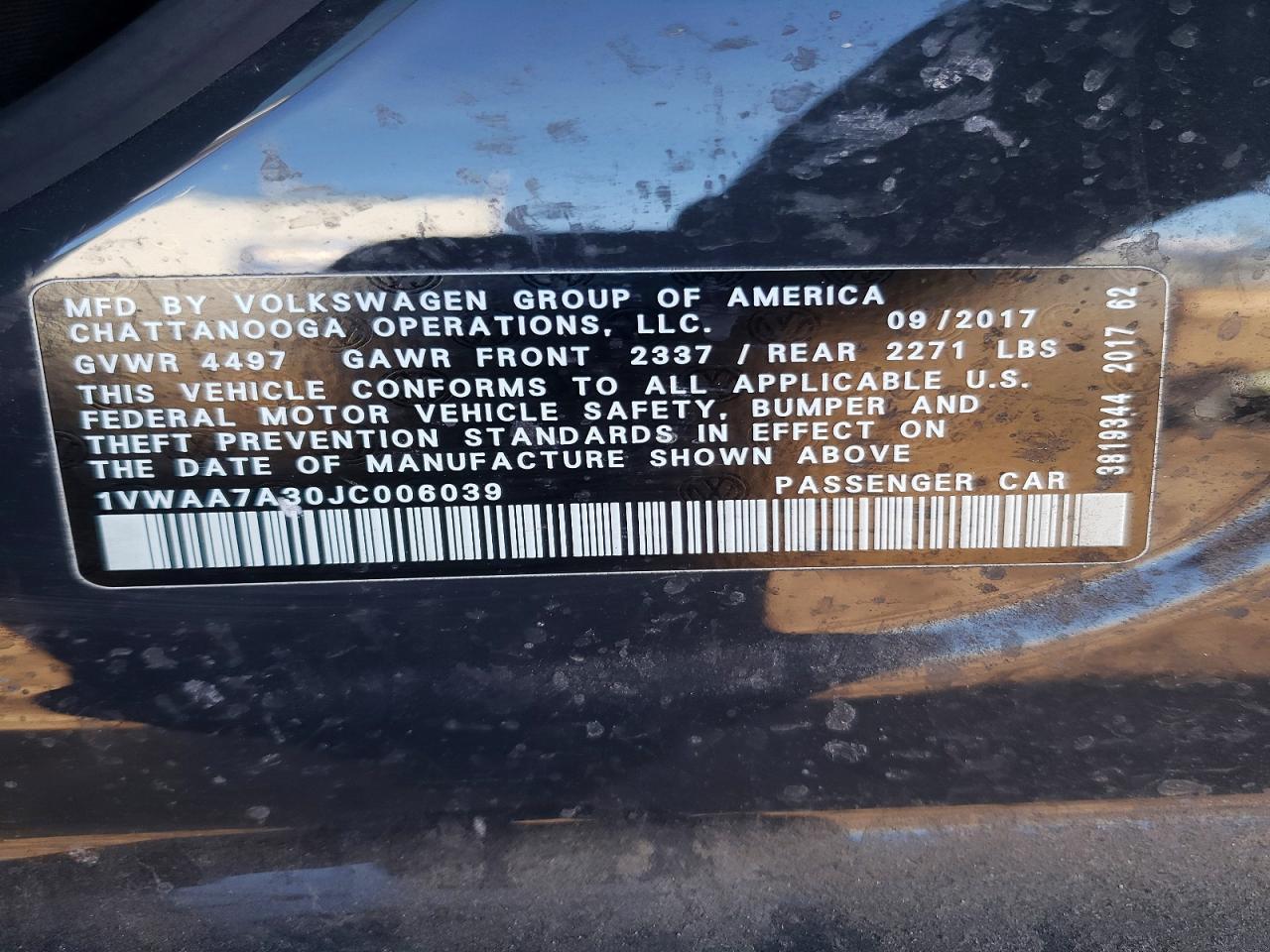 2018 VOLKSWAGEN Passat