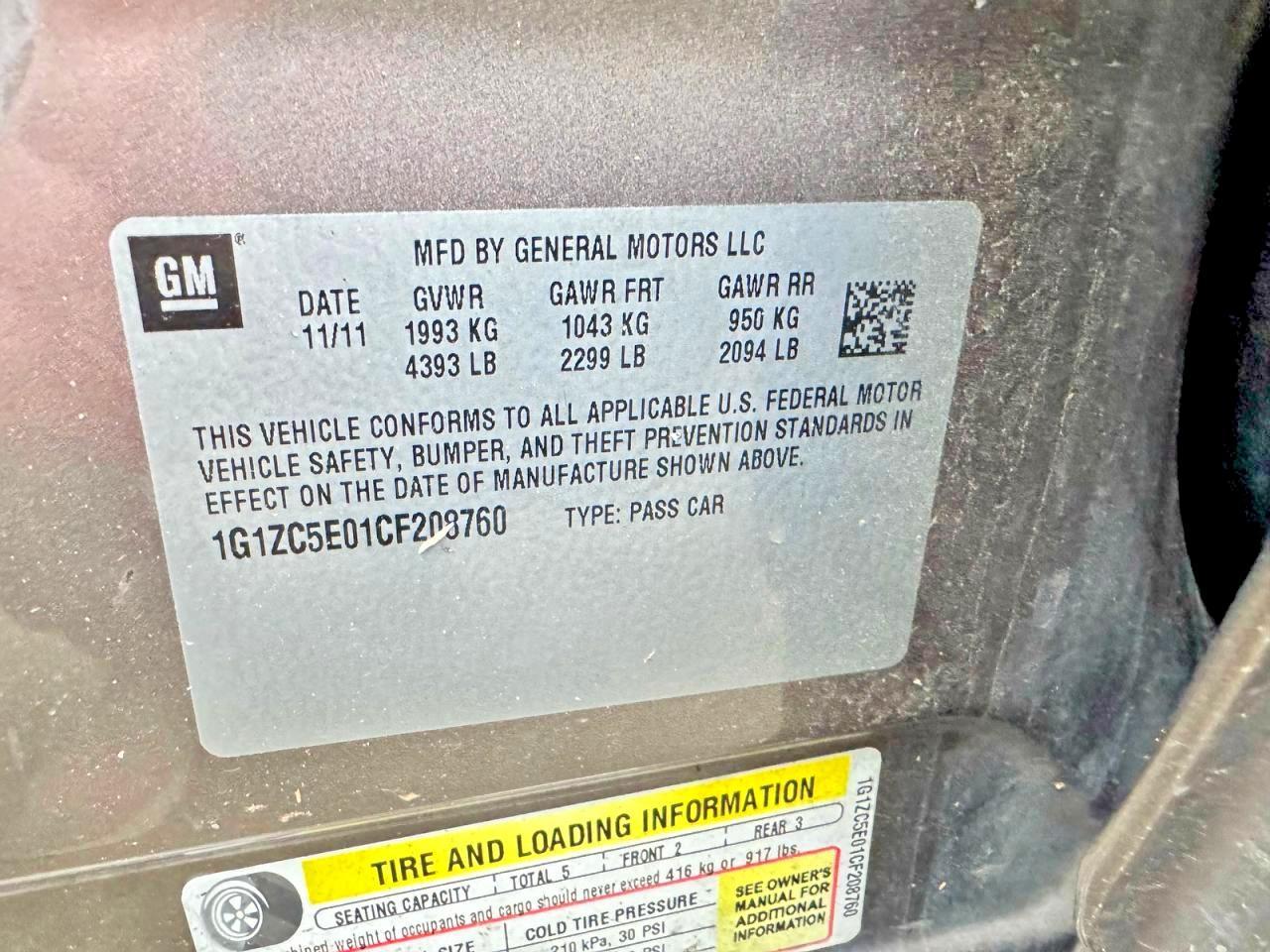 2012 CHEVROLET MALIBU