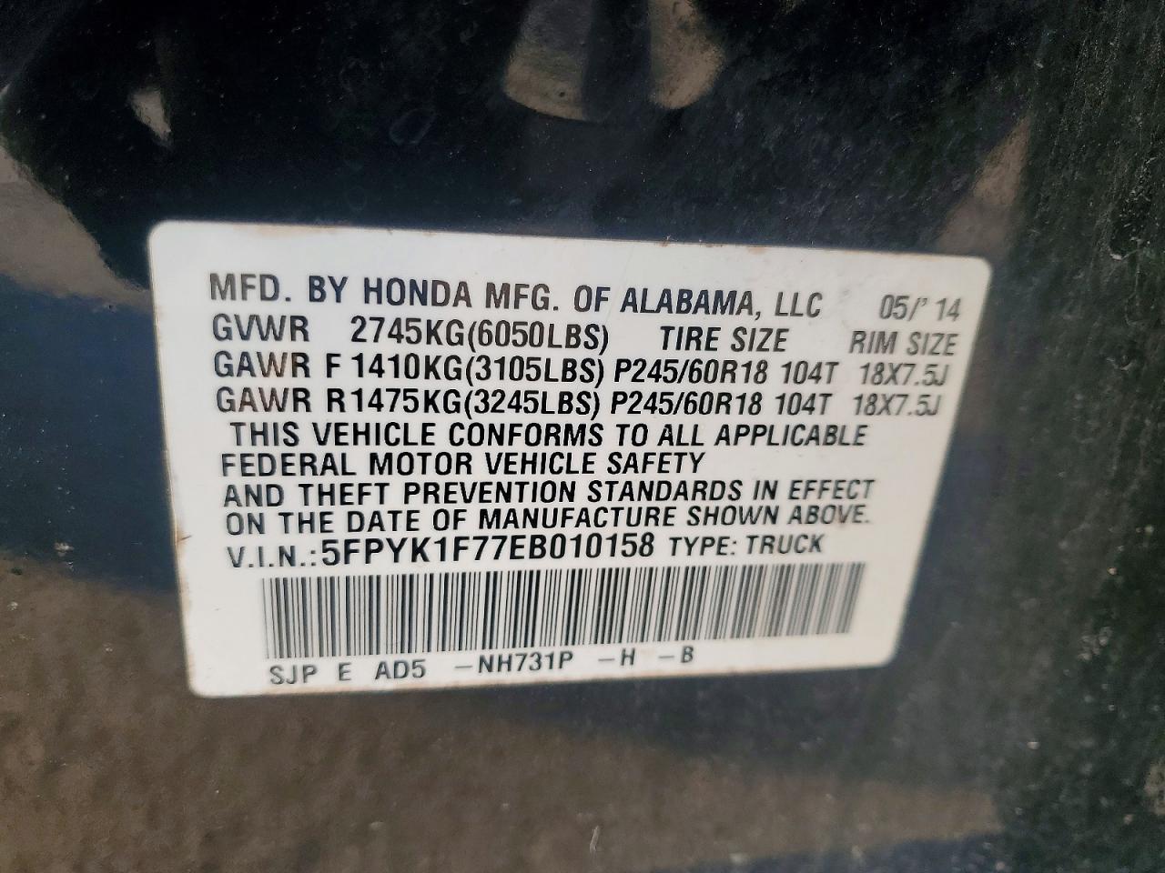 2014 HONDA Ridgeline