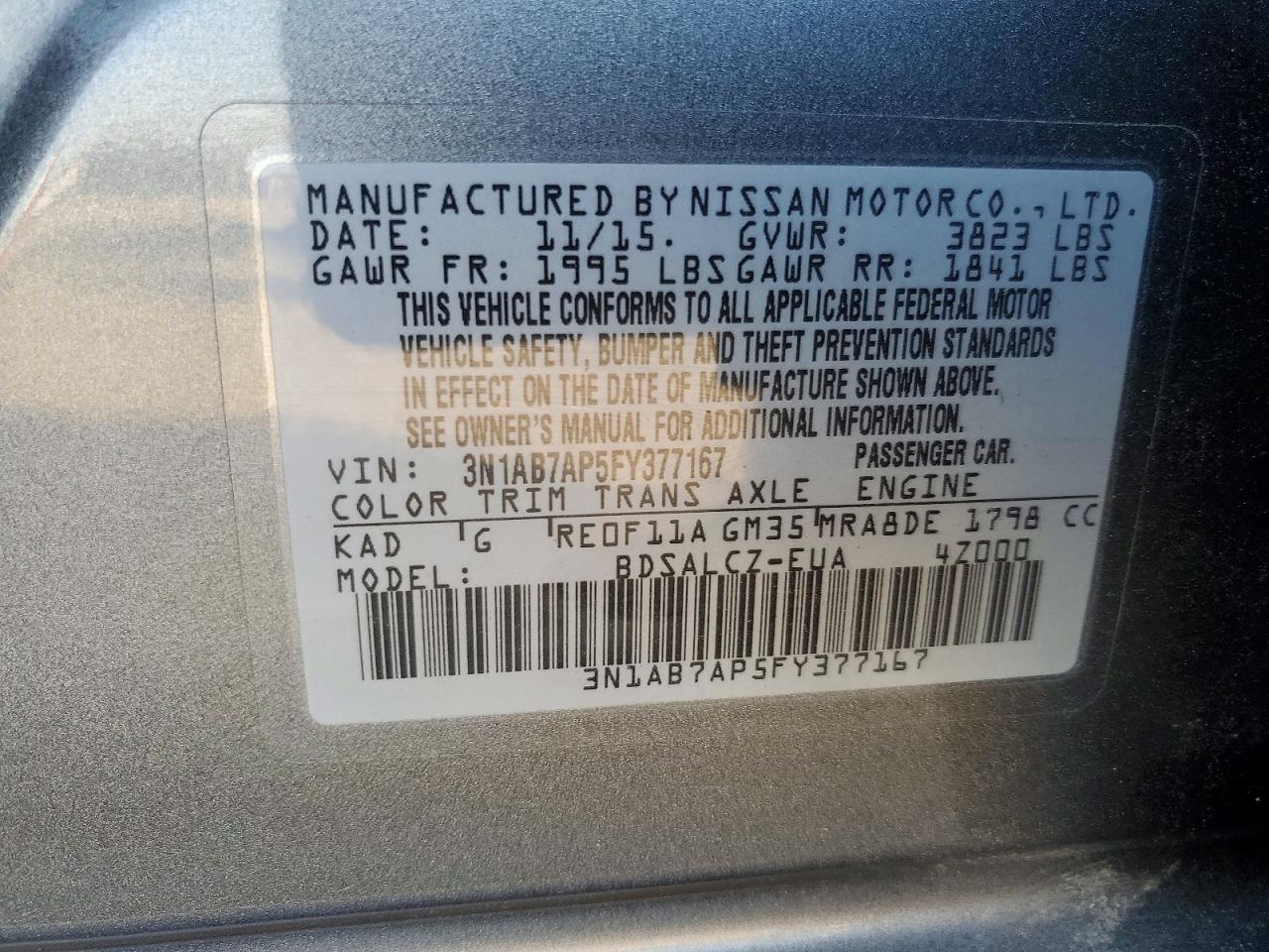 2015 NISSAN SENTRA