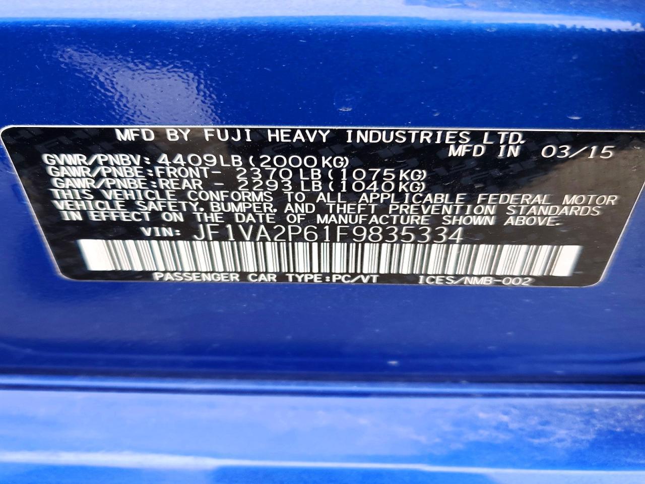 2015 SUBARU WRX