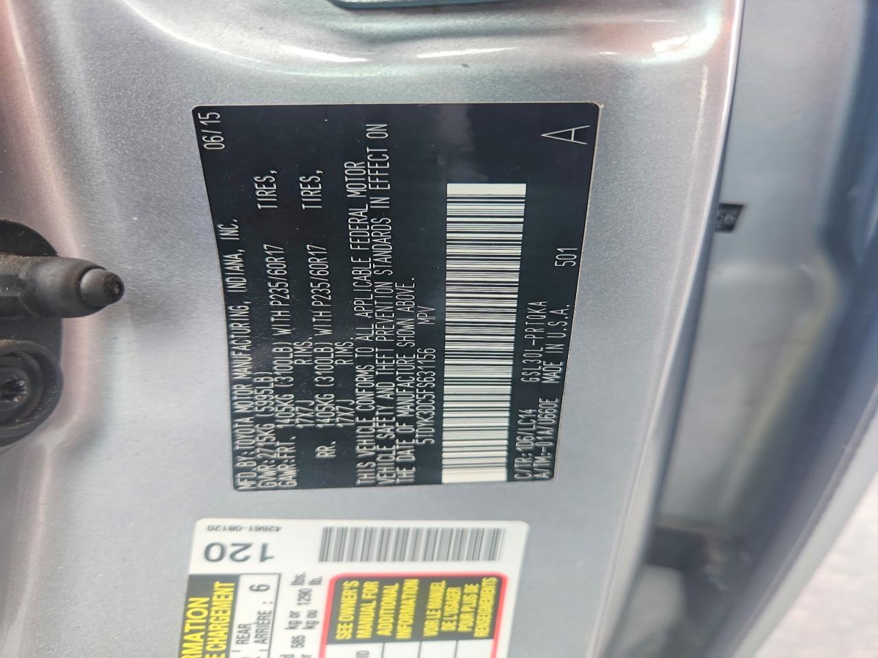 2015 TOYOTA SIENNA