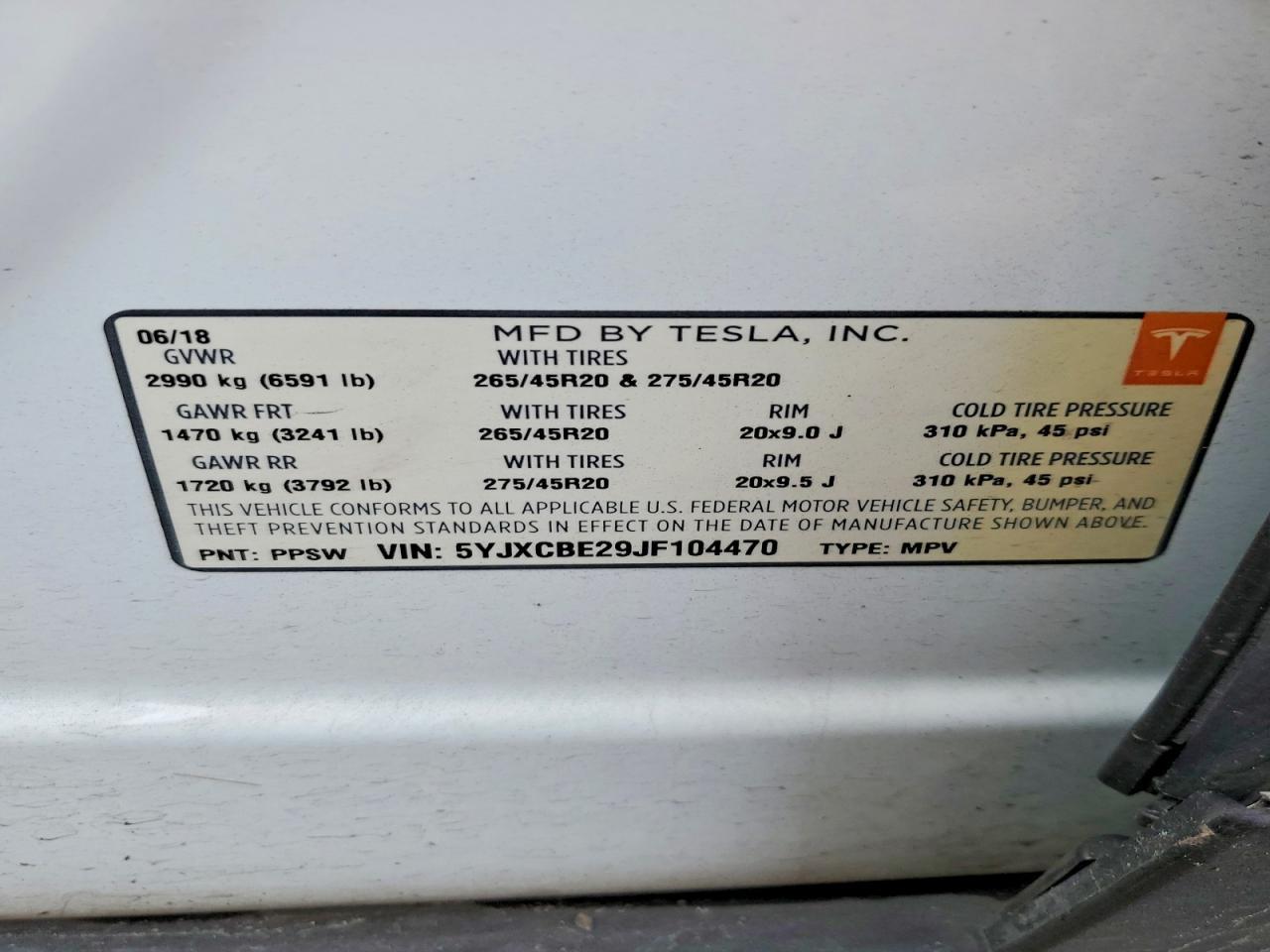 2018 TESLA MODEL X