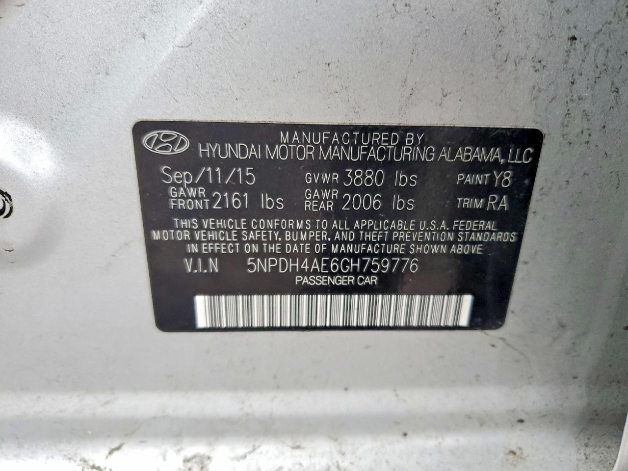 2016 HYUNDAI ELANTRA