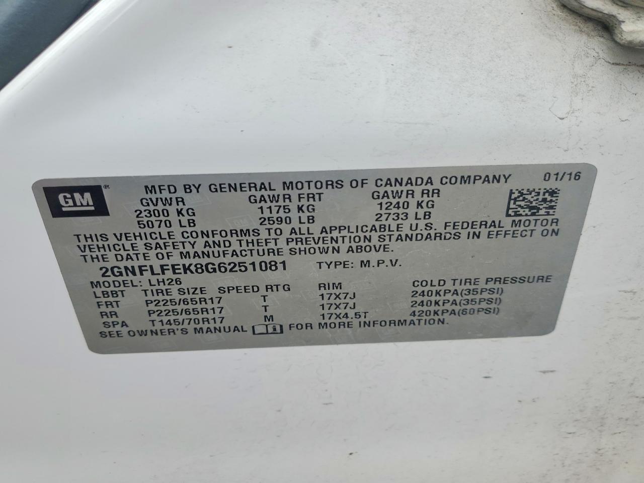 2016 CHEVROLET EQUINOX