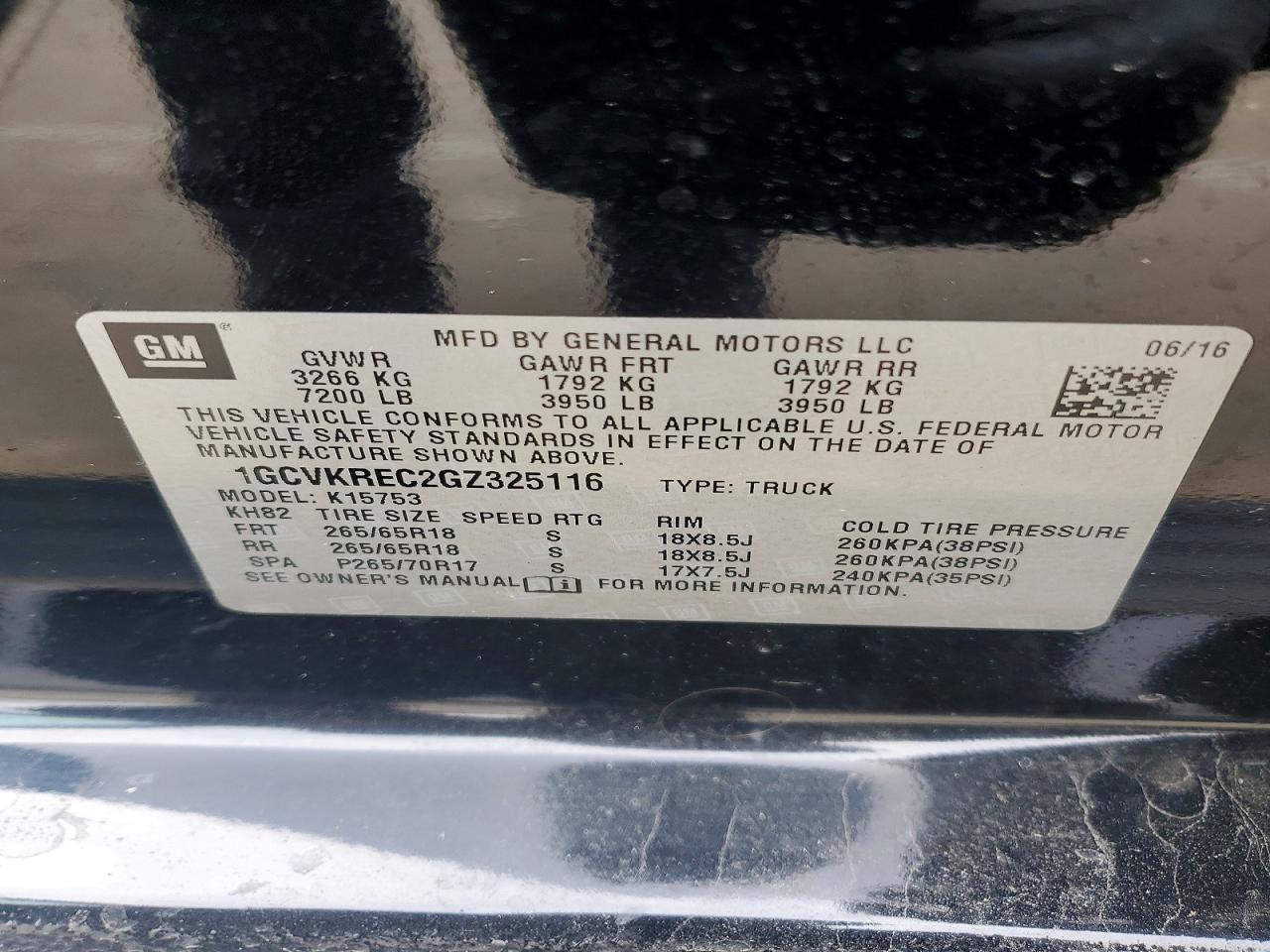 2016 CHEVROLET SILVERADO 1500