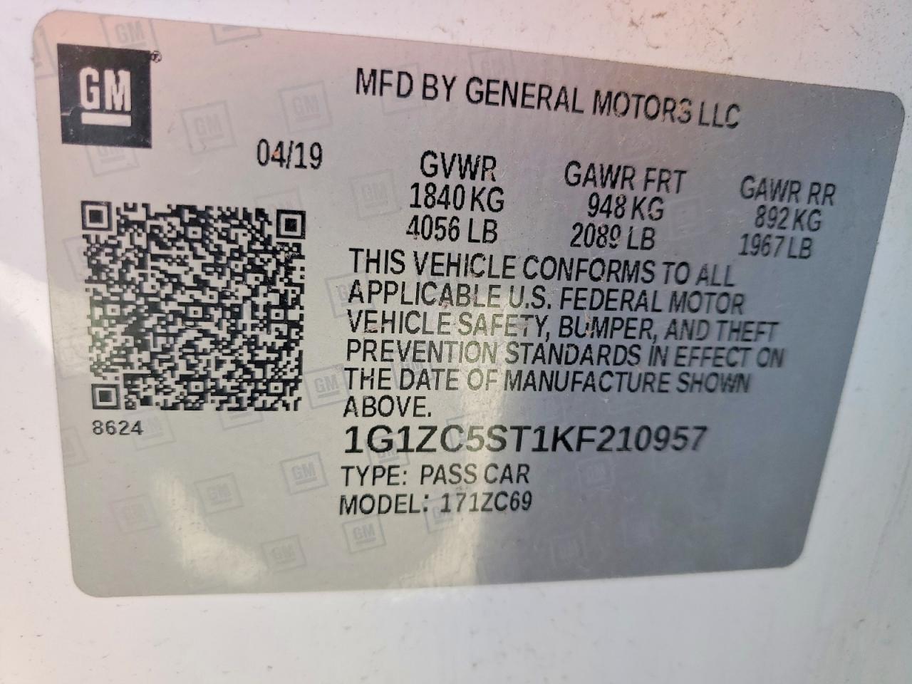 2019 CHEVROLET MALIBU