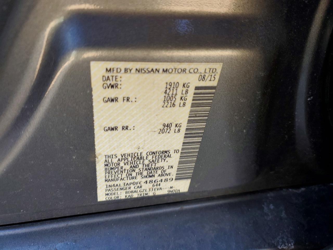 2015 NISSAN ALTIMA