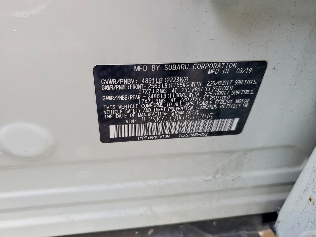 2019 SUBARU FORESTER