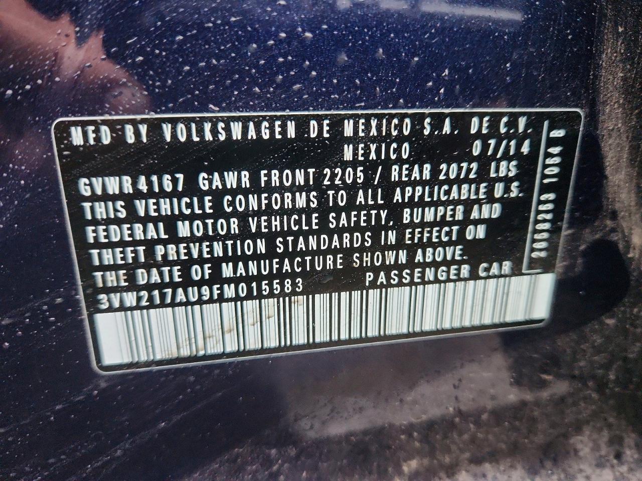 2015 VOLKSWAGEN GOLF