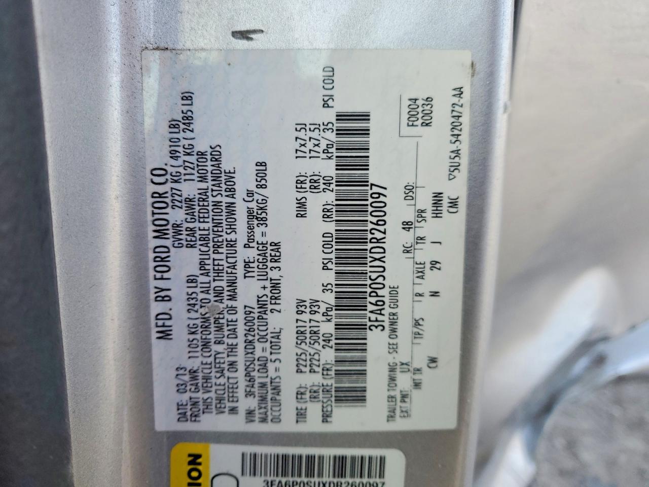 2013 FORD FUSION