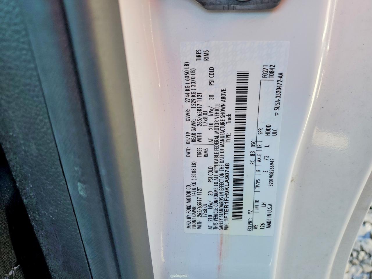 2019 FORD RANGER