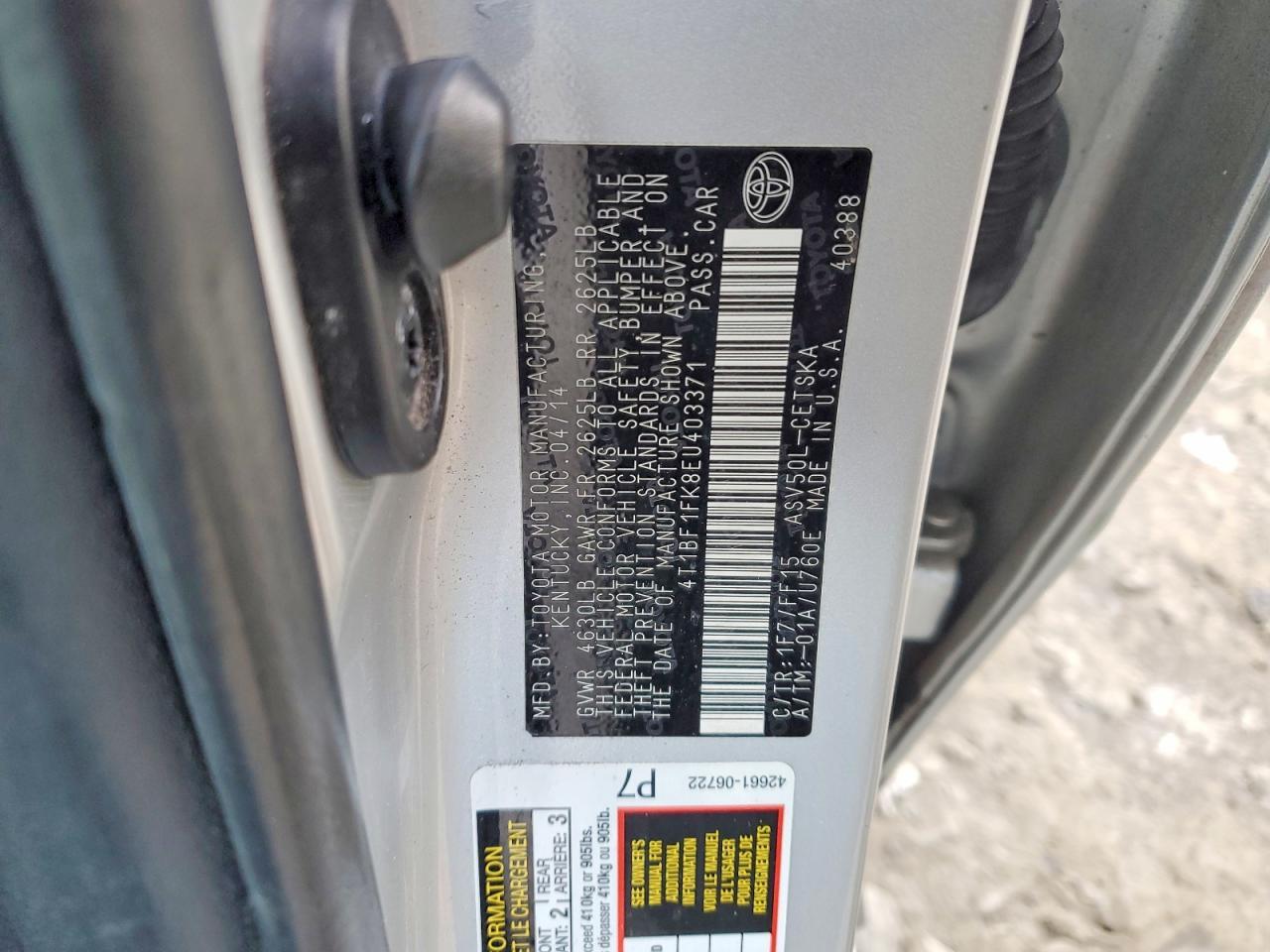 2014 TOYOTA CAMRY