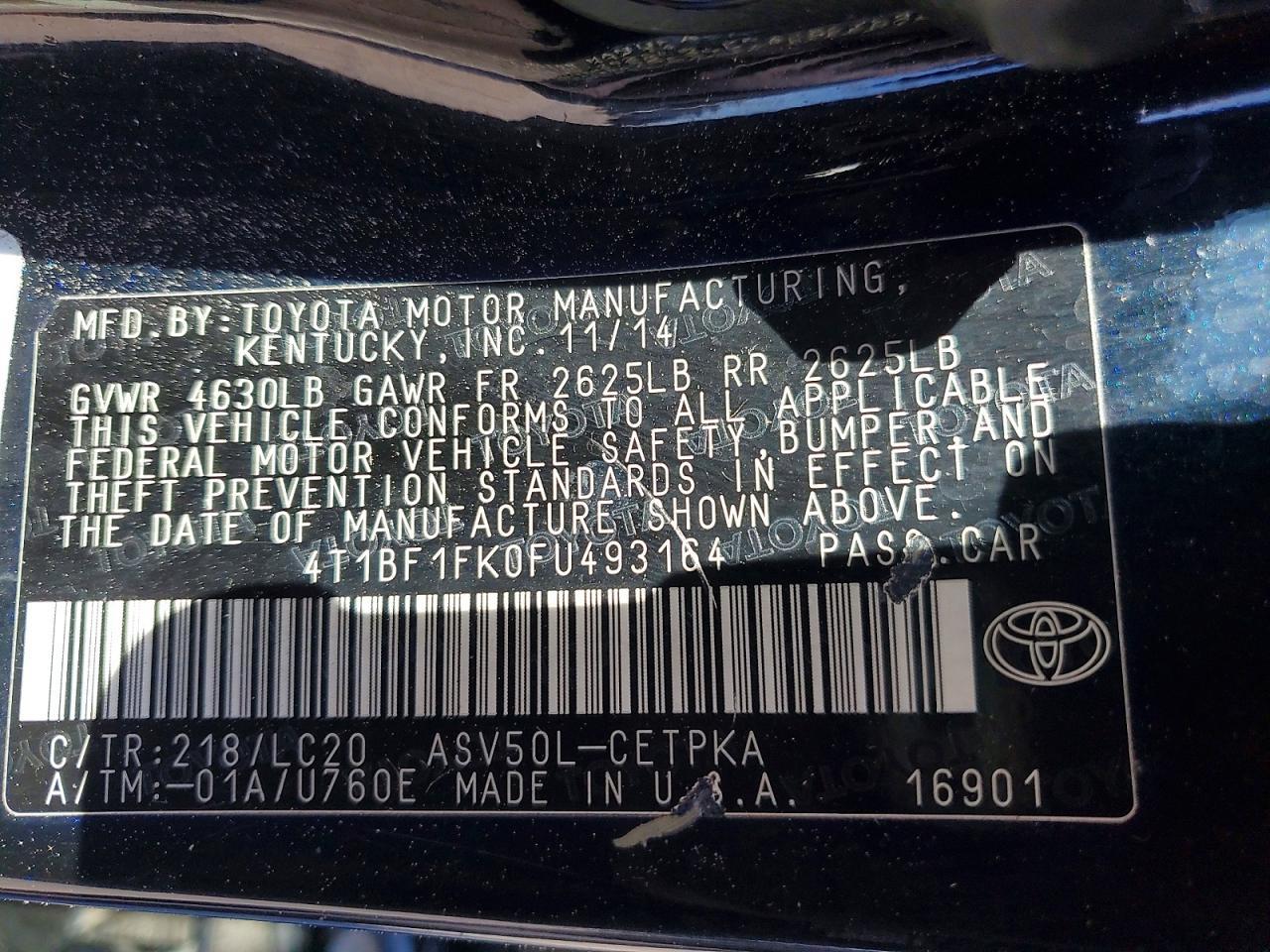 2015 TOYOTA CAMRY