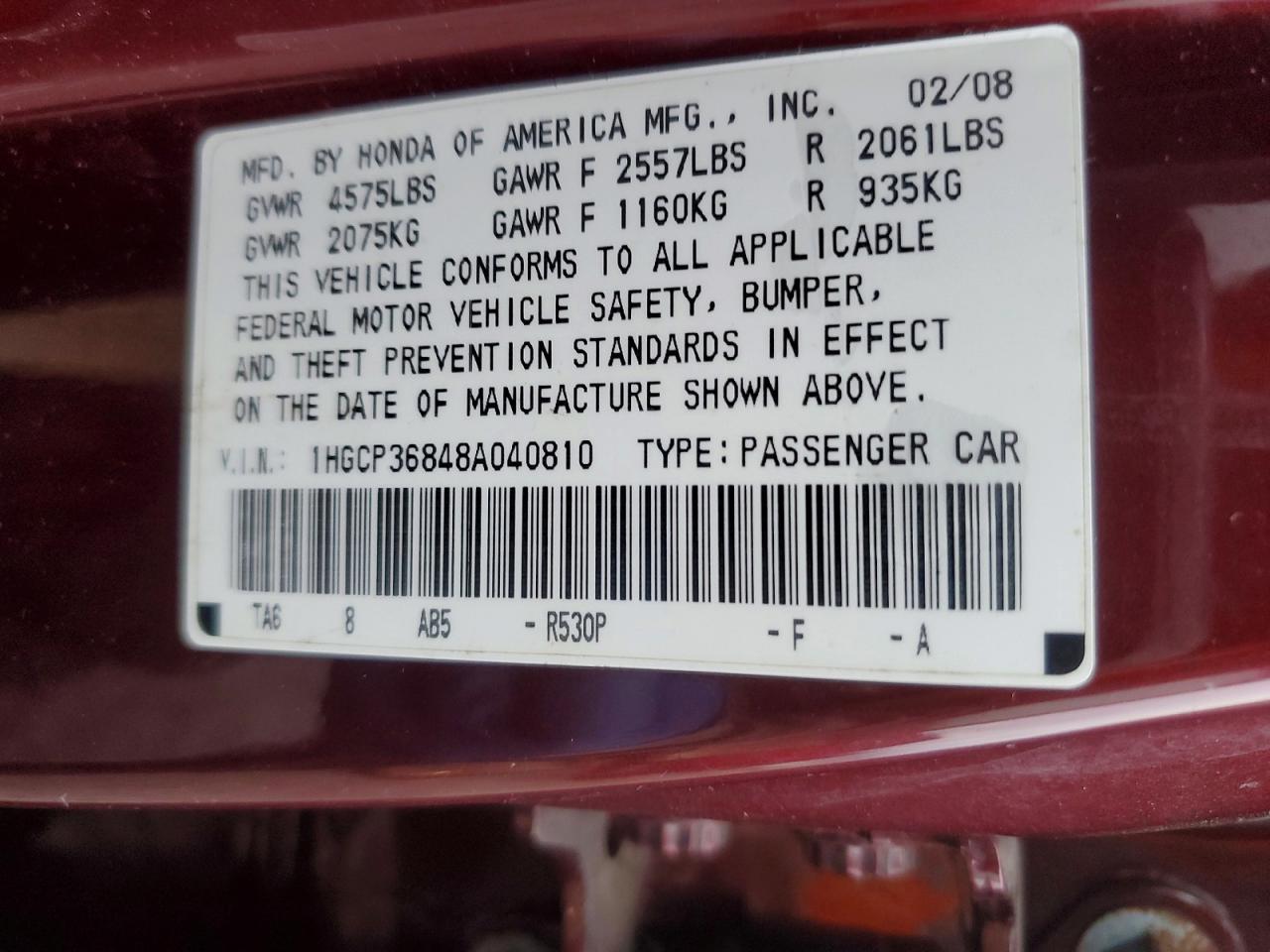 2008 HONDA ACCORD