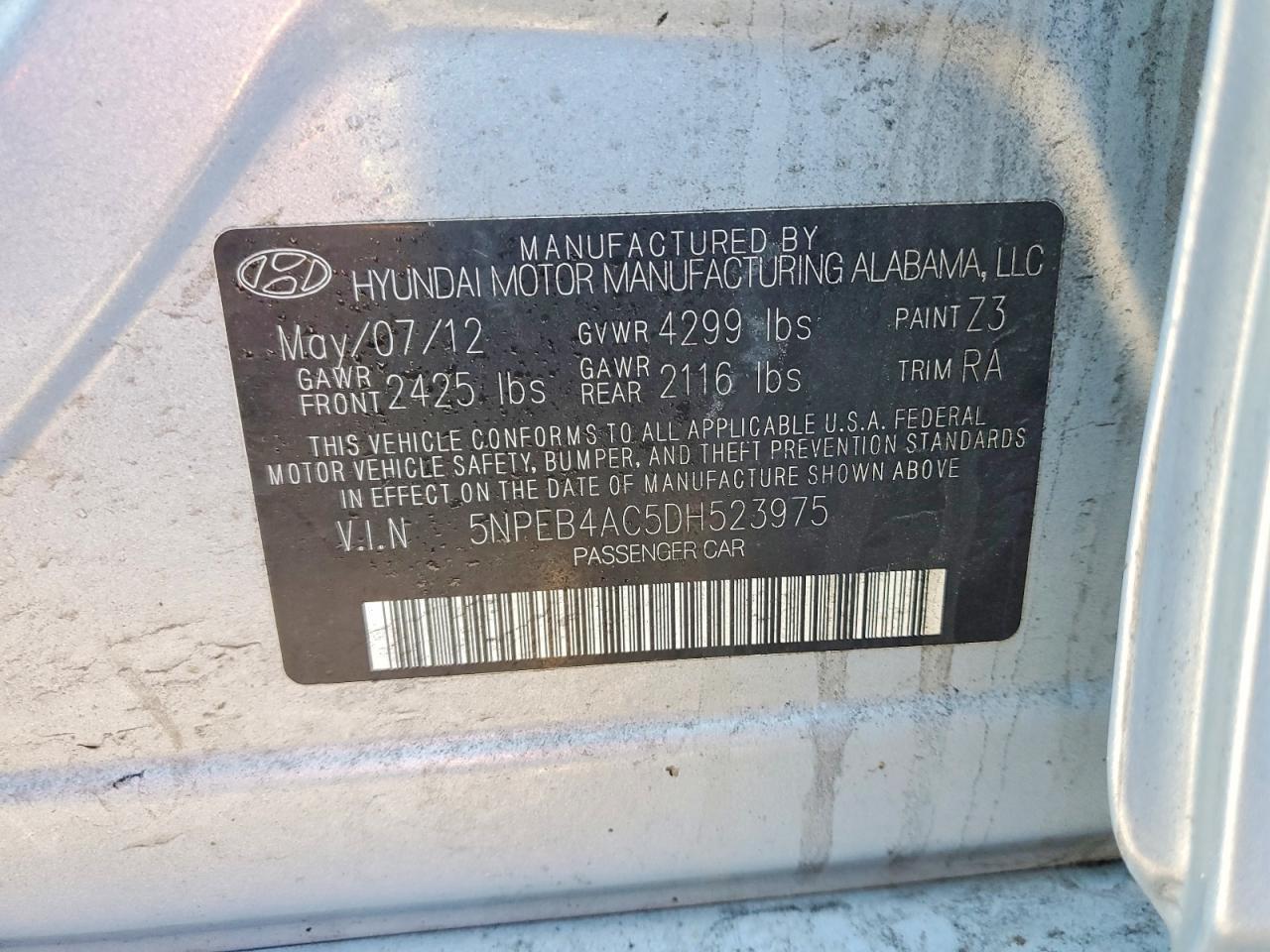 2013 HYUNDAI SONATA