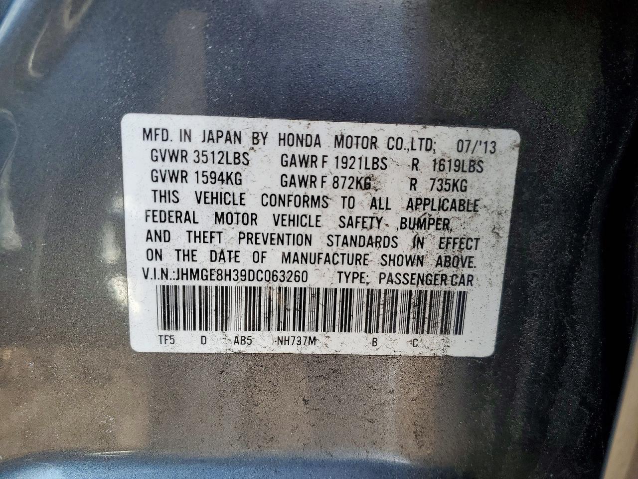 2013 HONDA FIT