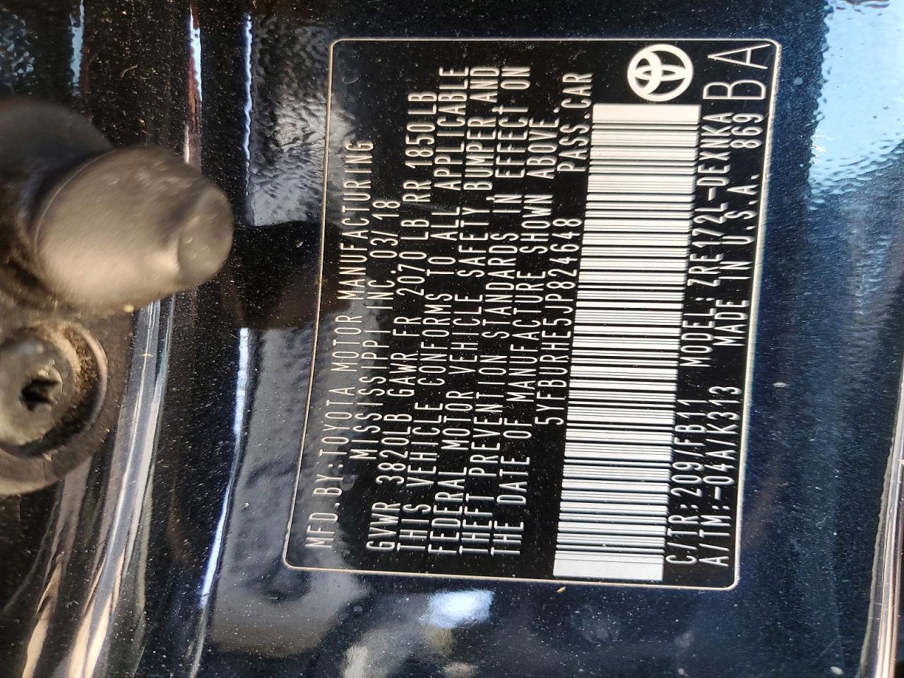 2018 TOYOTA COROLLA
