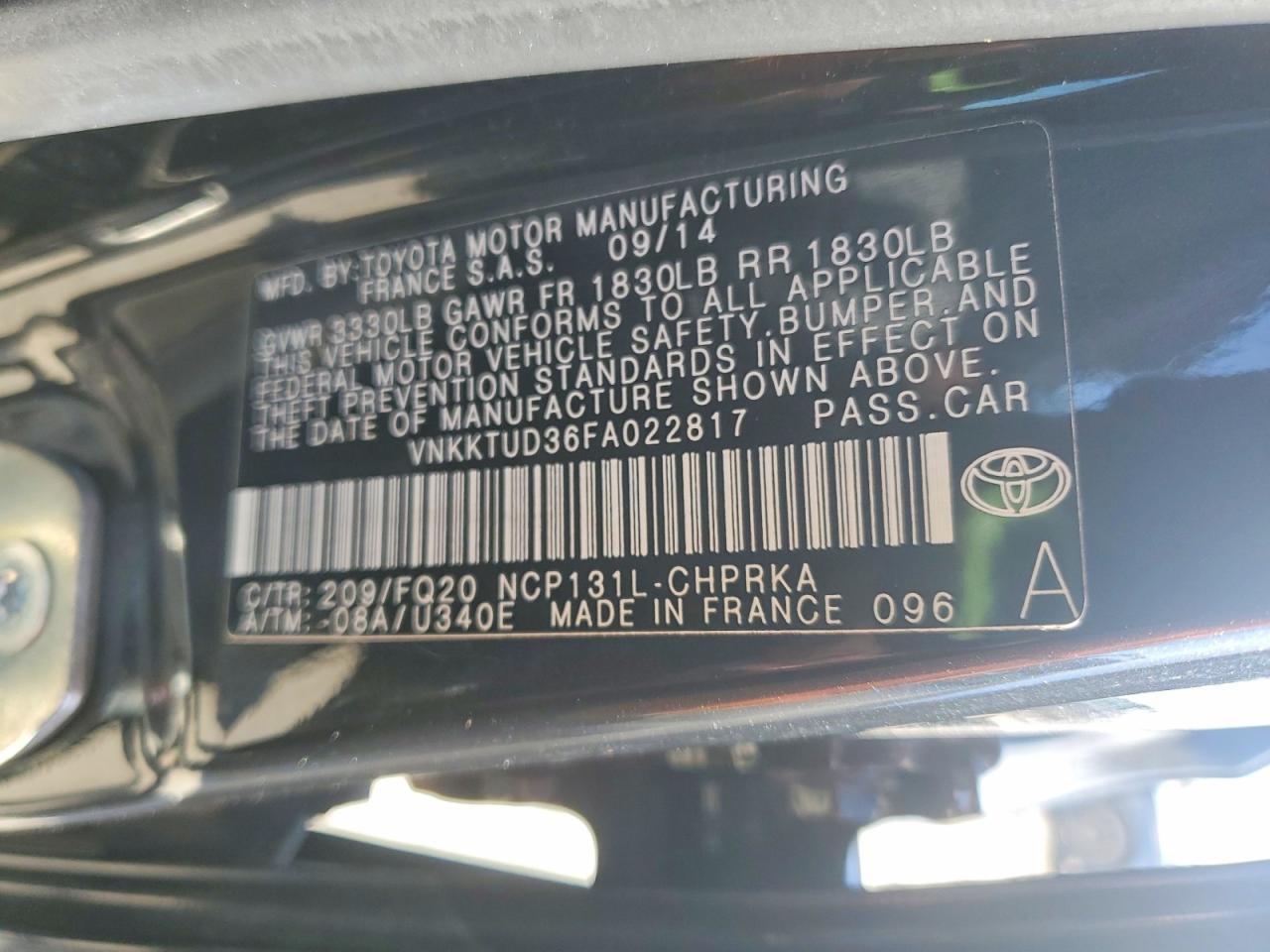 2015 TOYOTA YARIS