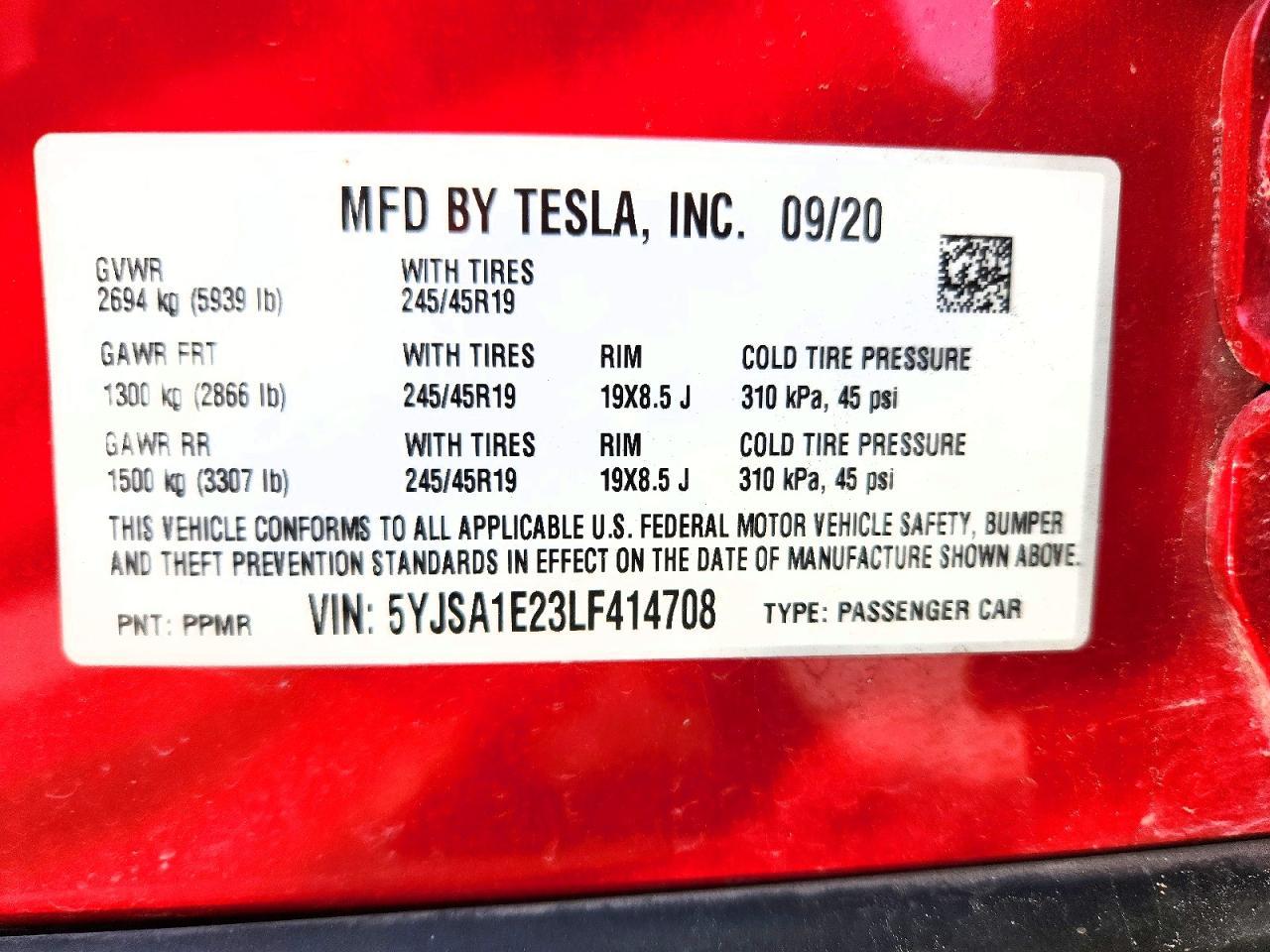 2020 TESLA MODEL S
