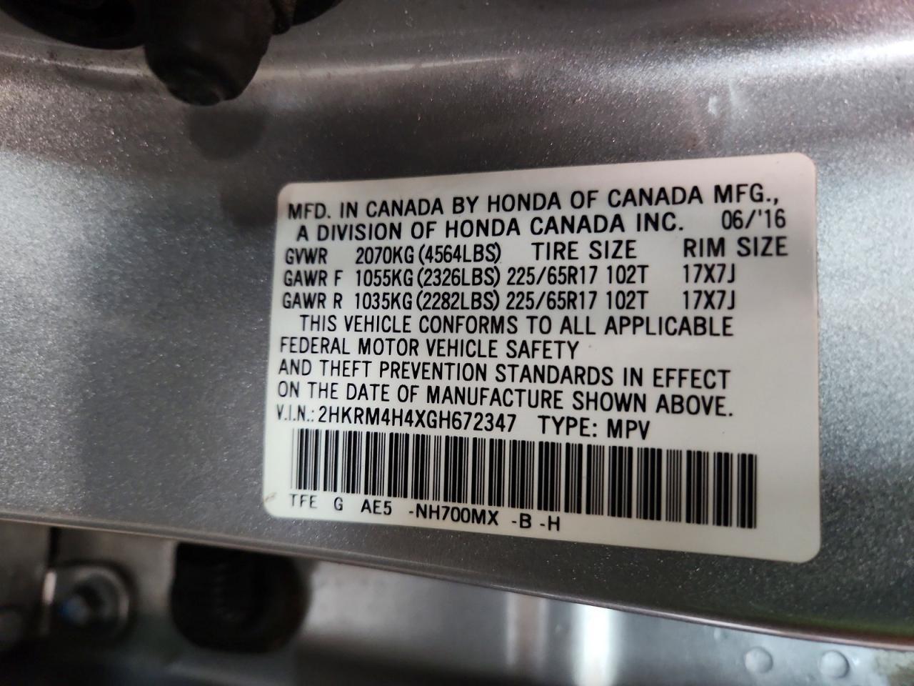 2016 HONDA CR-V