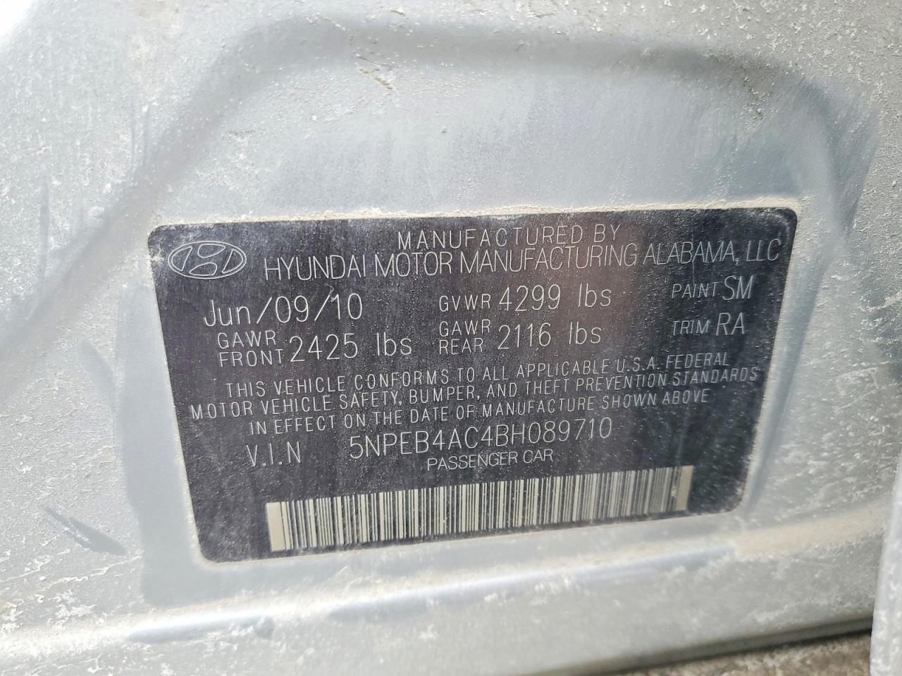 2011 HYUNDAI SONATA