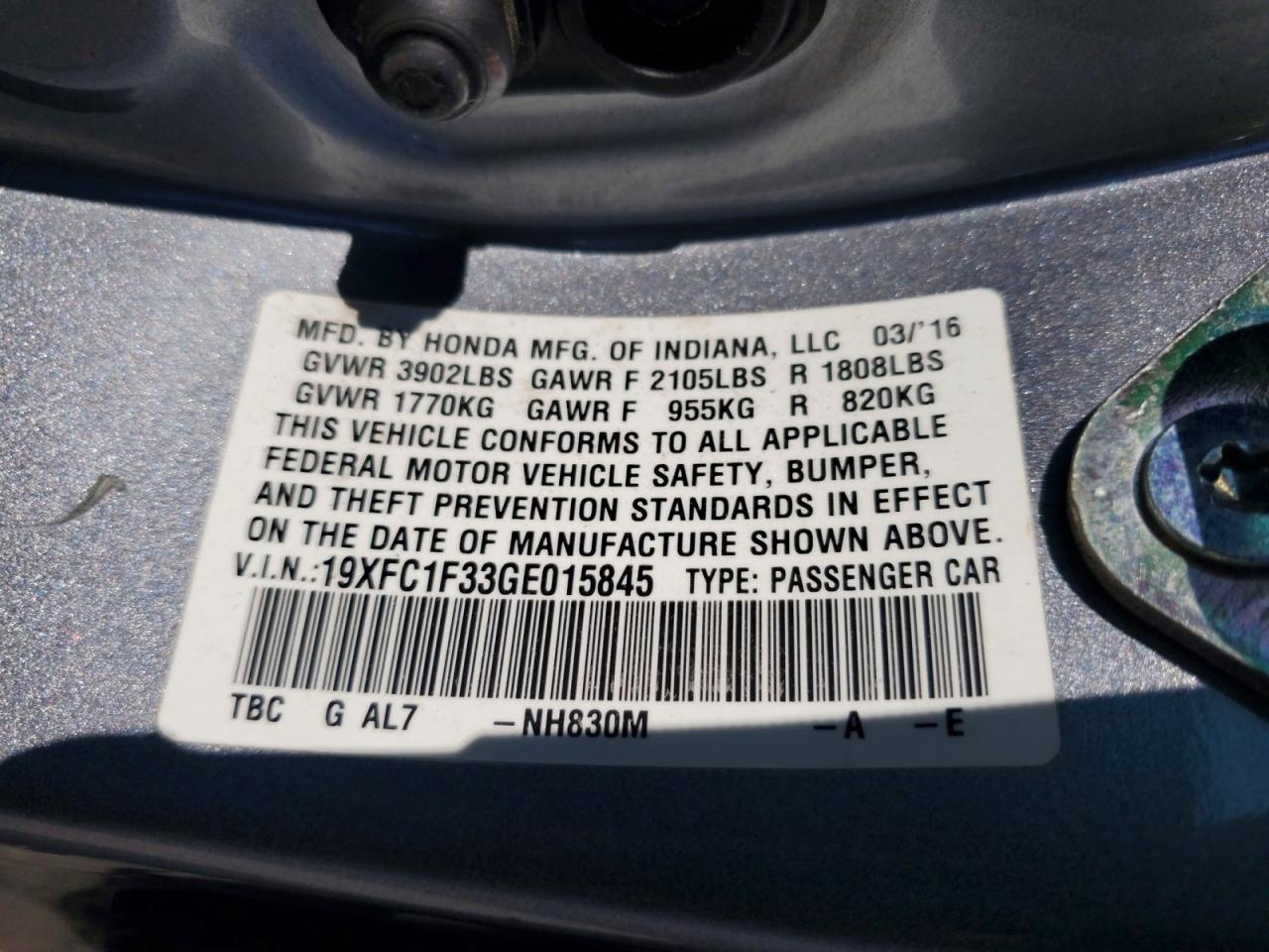 2016 HONDA CIVIC