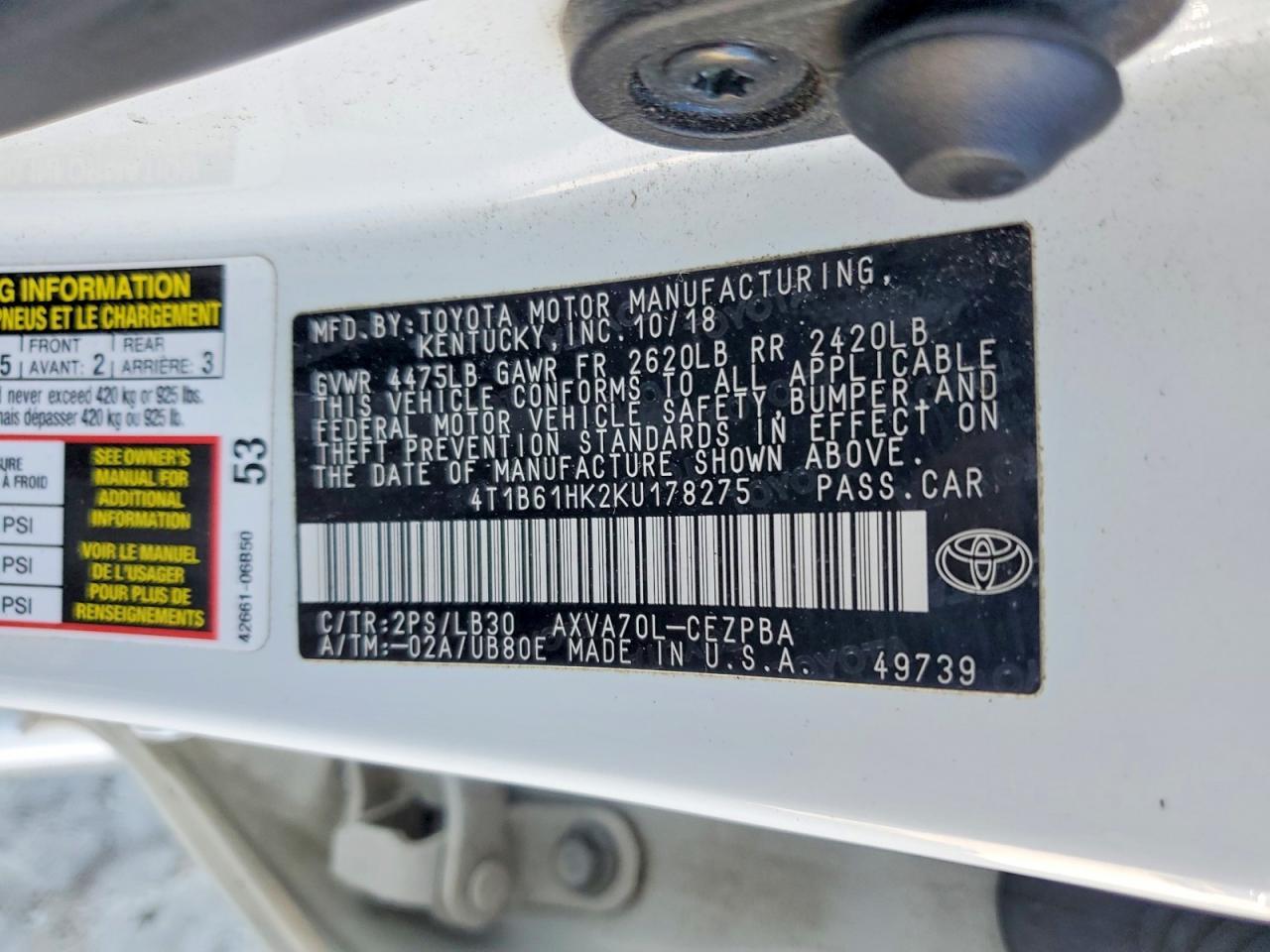 2019 TOYOTA CAMRY