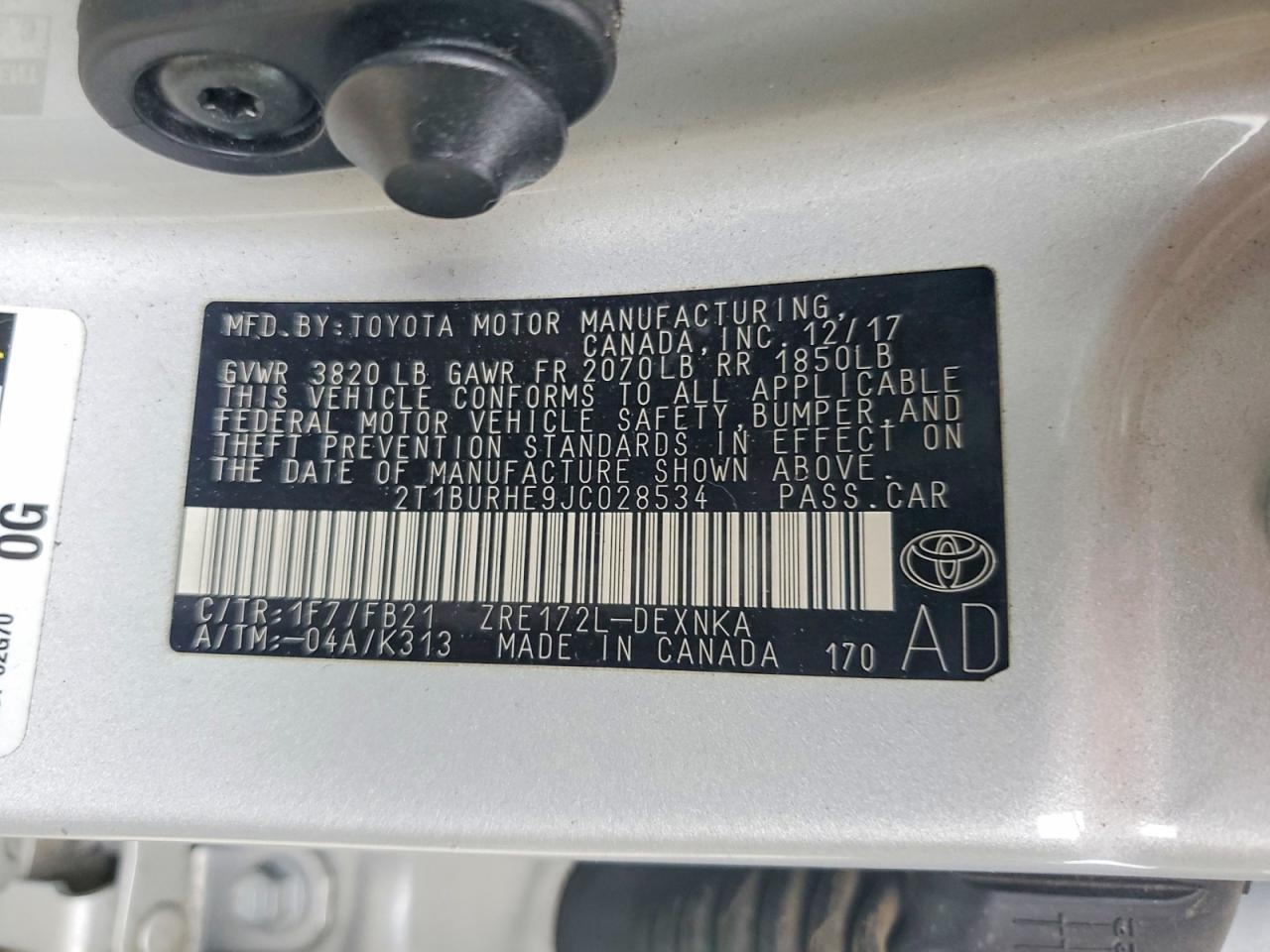 2018 TOYOTA COROLLA