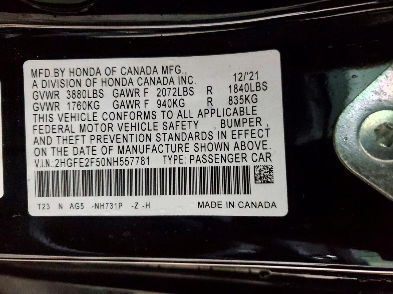 2022 HONDA CIVIC
