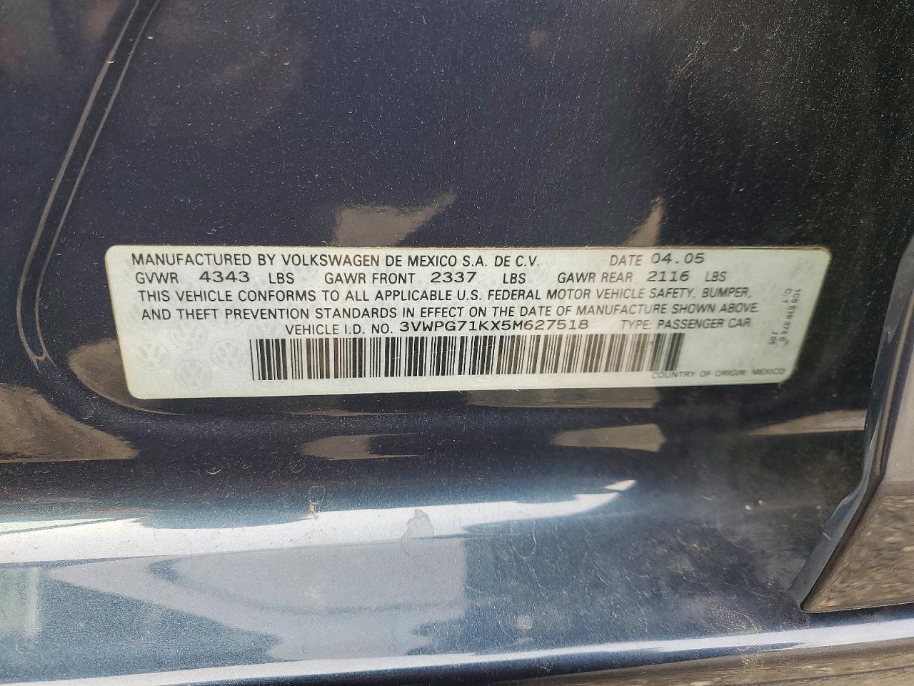 2005 VOLKSWAGEN JETTA