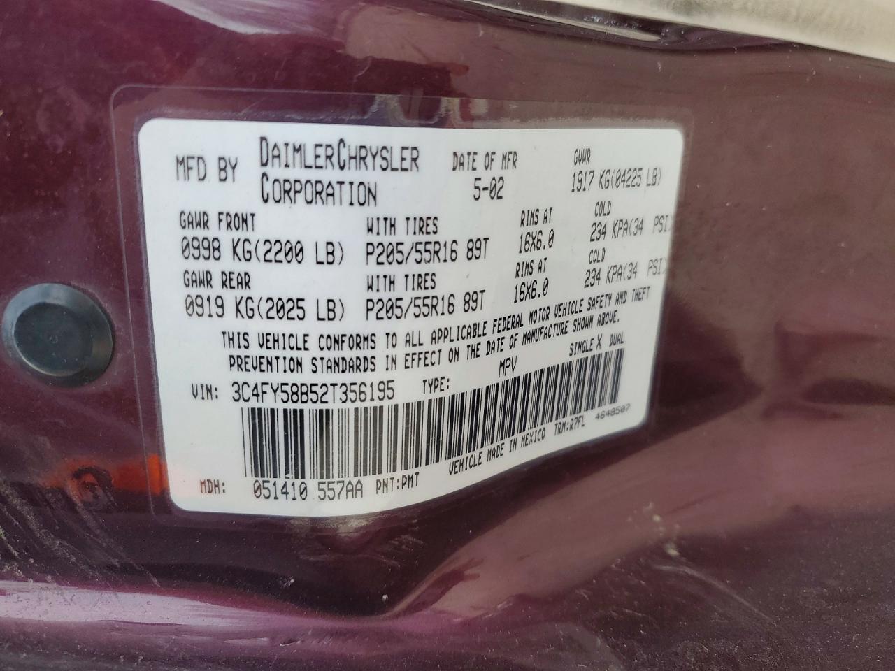 2002 CHRYSLER PT CRUISER