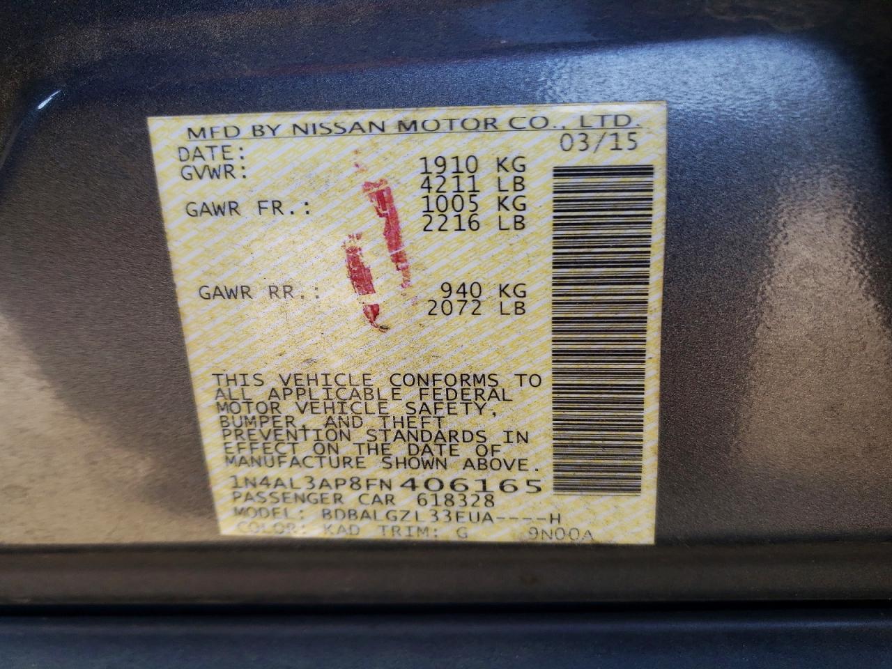 2015 NISSAN ALTIMA