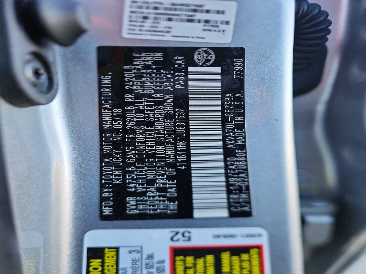 2018 TOYOTA CAMRY