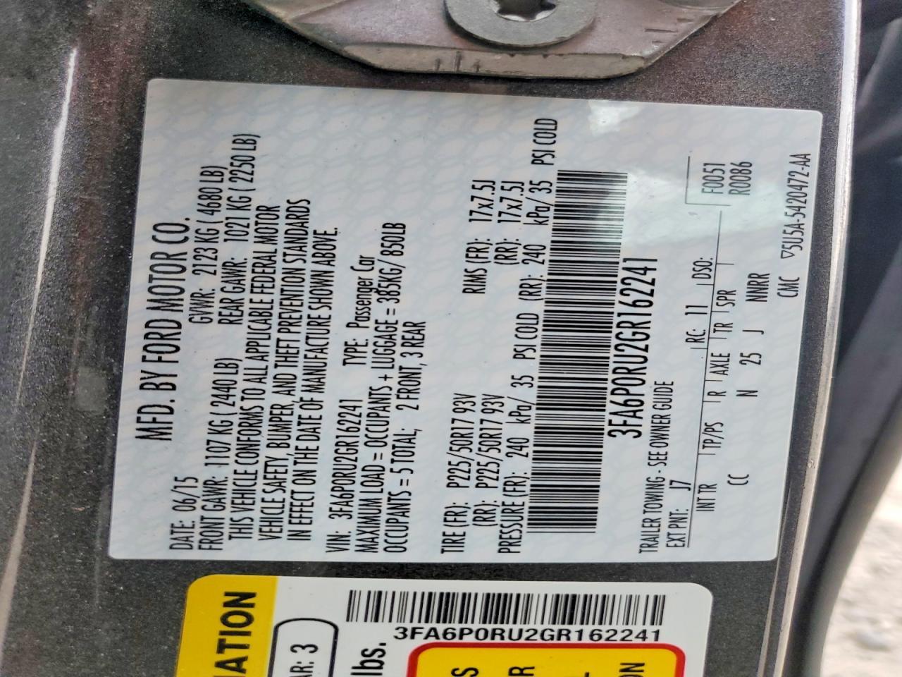 2016 FORD FUSION