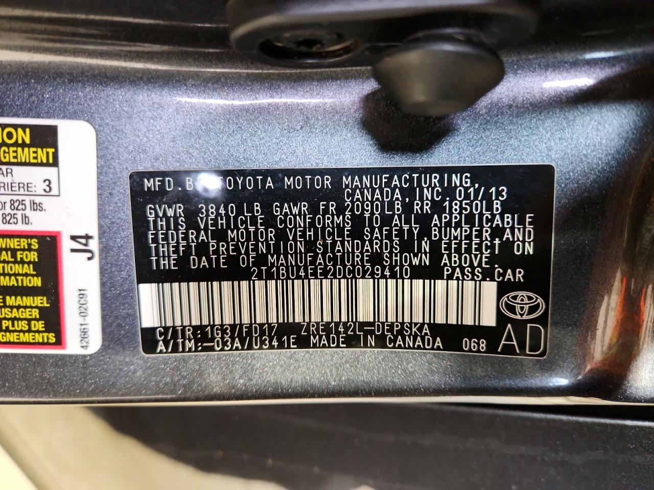 2013 TOYOTA COROLLA