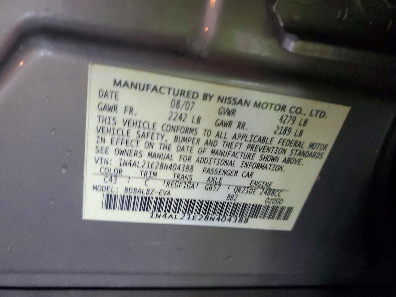 2008 NISSAN ALTIMA