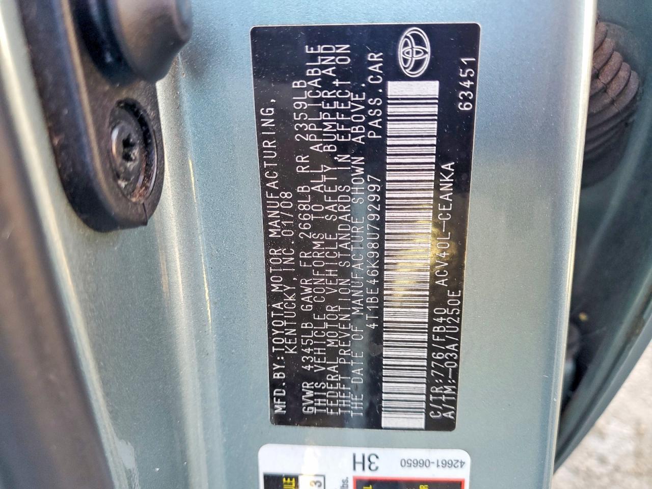 2008 TOYOTA CAMRY