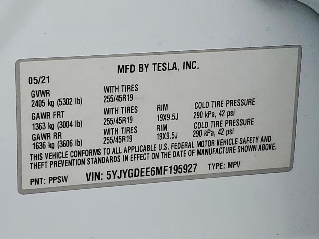 2021 TESLA MODEL Y