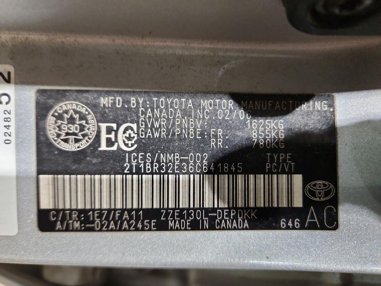 2006 TOYOTA COROLLA