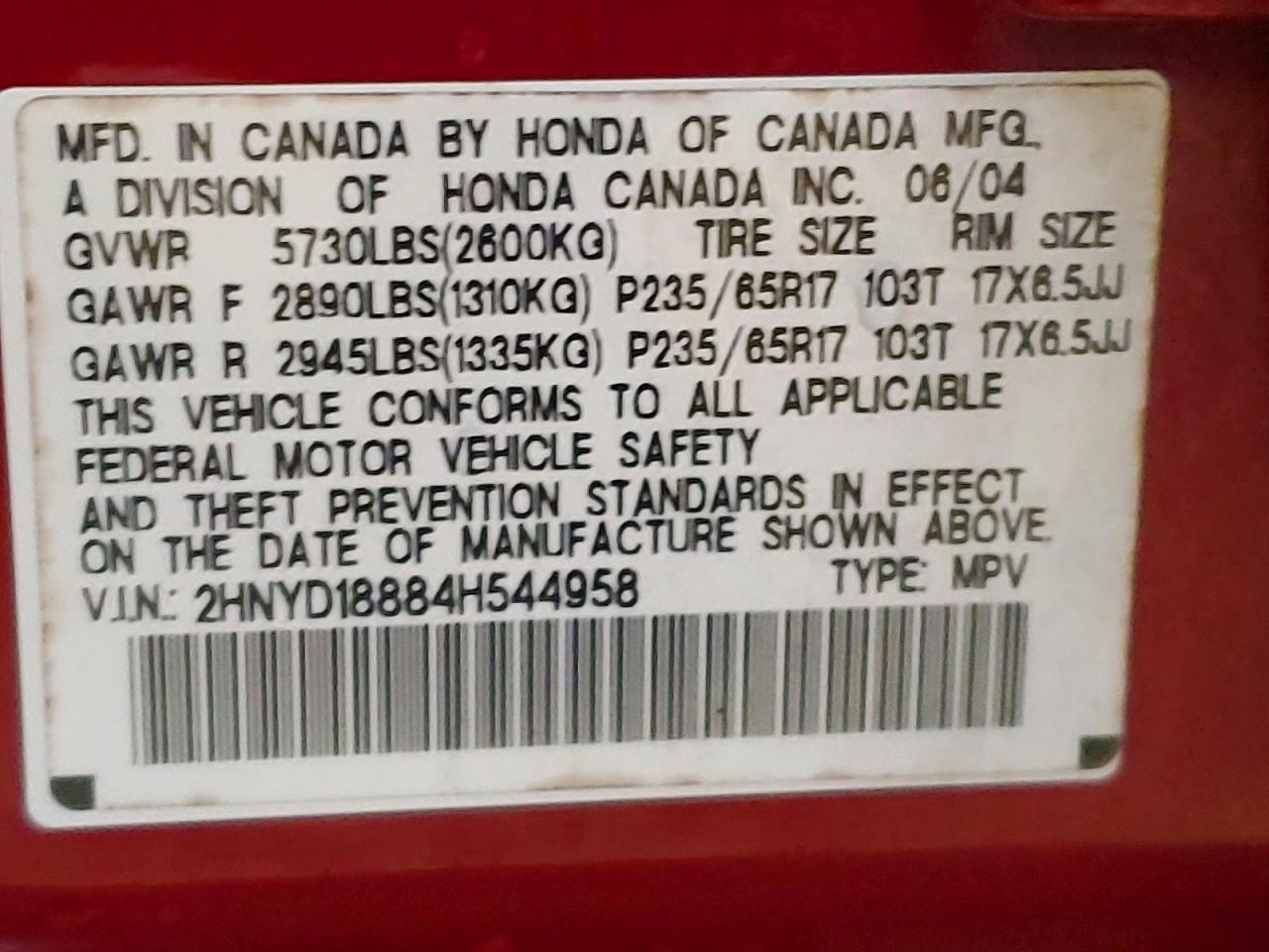2004 ACURA MDX