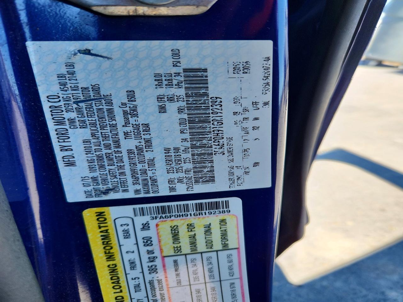 2016 FORD FUSION