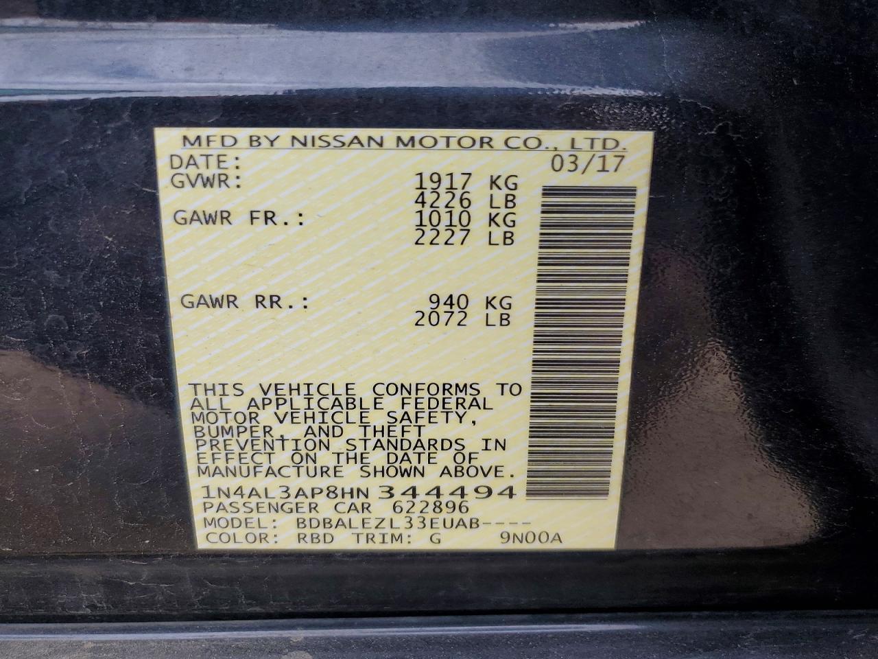 2017 NISSAN ALTIMA