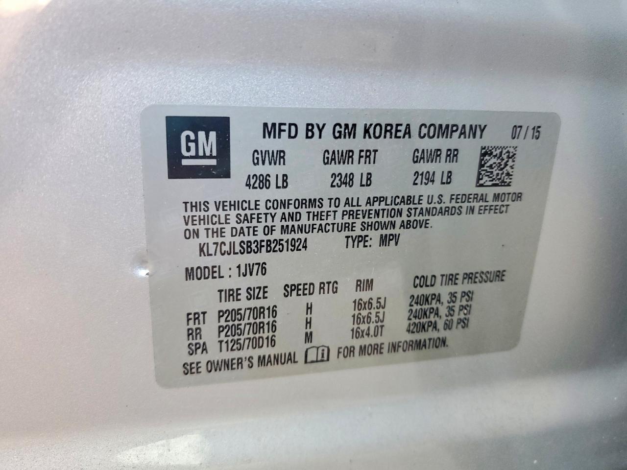 2015 CHEVROLET TRAX