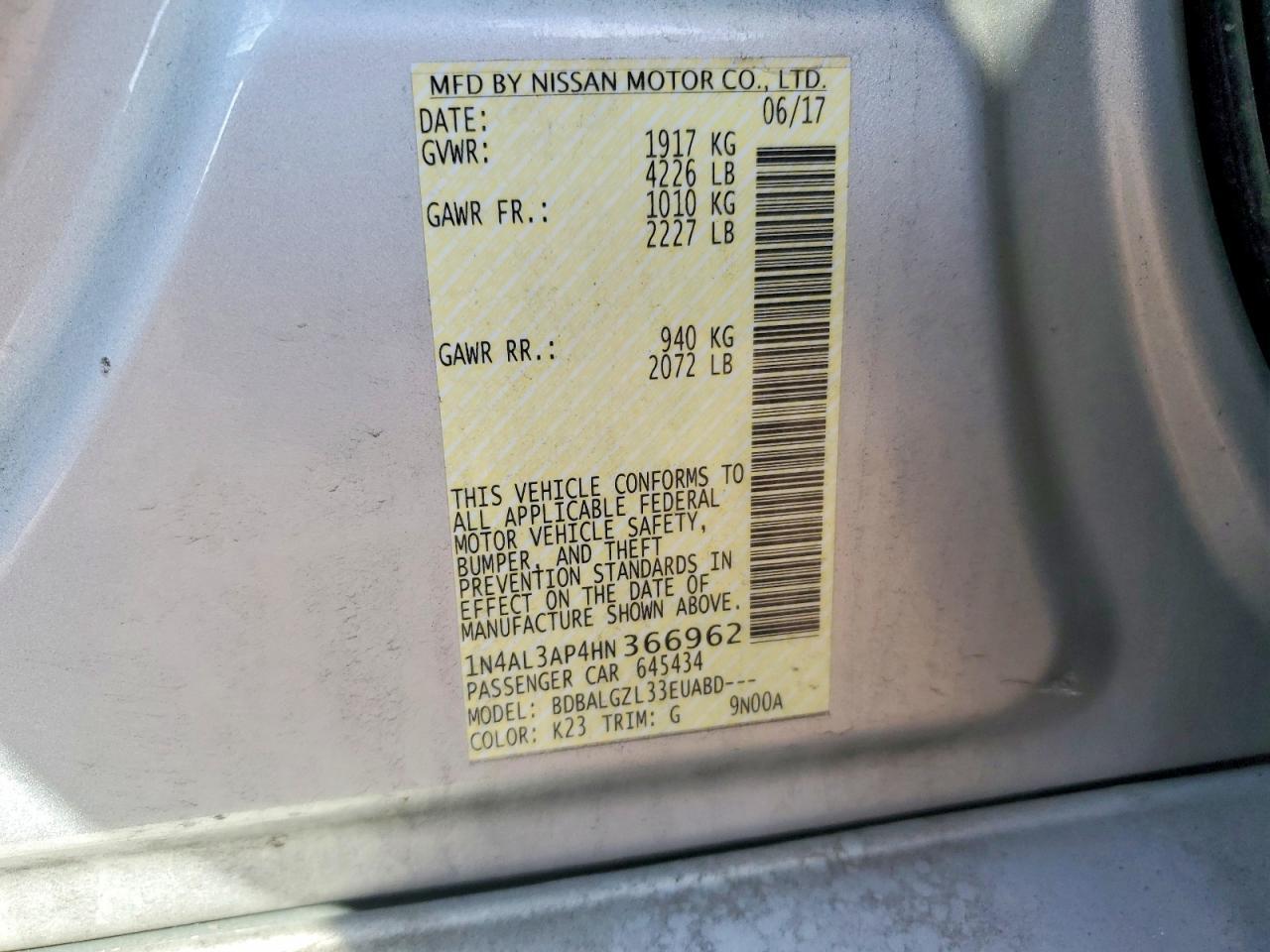 2017 NISSAN ALTIMA